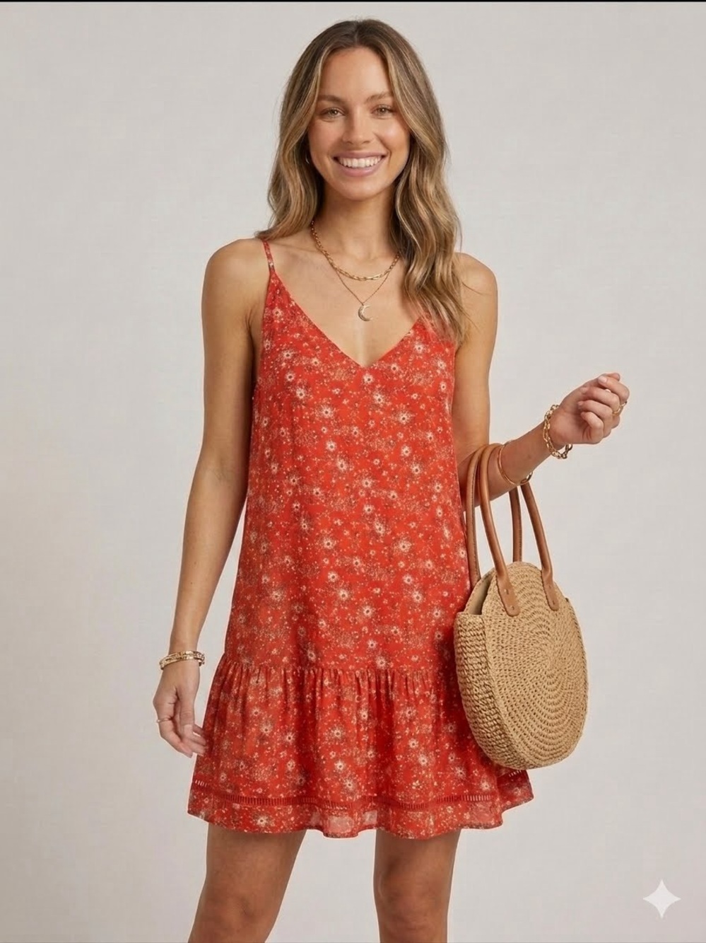Shareen Collections Australia  Floral Drop Waist Mini Dress Cami - Size AU 8/XS